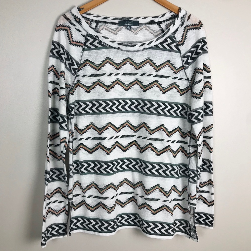 GRAY SFA BOHO print boat neck shirt